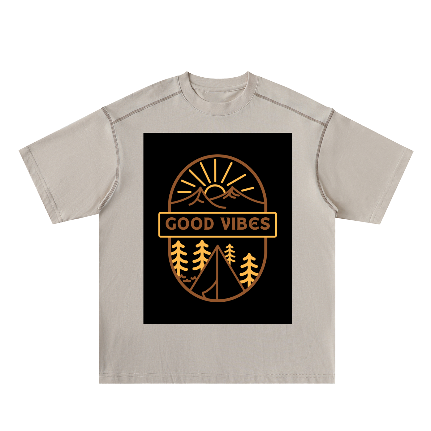 Oversized Contrast-Stitched Cotton Tee