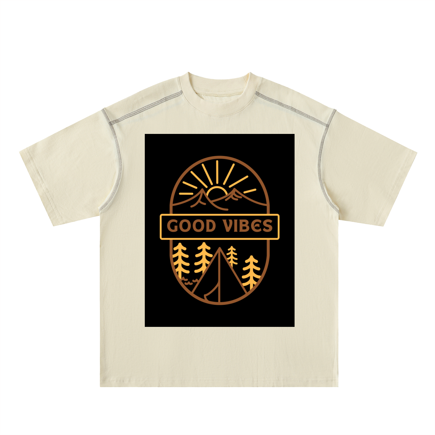 Oversized Contrast-Stitched Cotton Tee