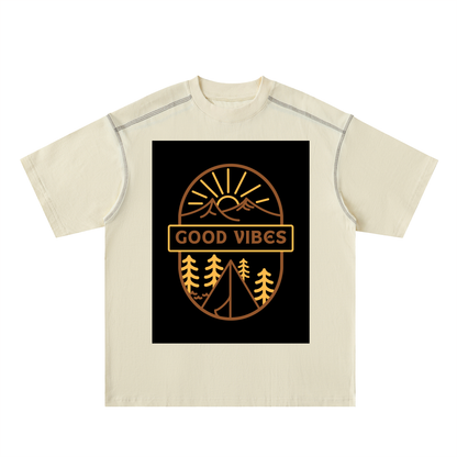 Oversized Contrast-Stitched Cotton Tee