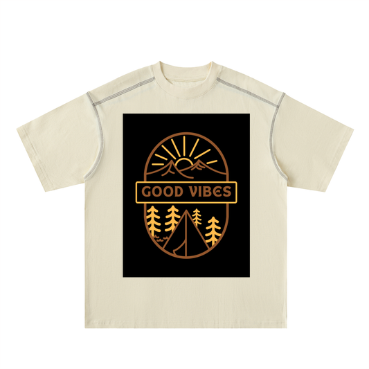 Oversized Contrast-Stitched Cotton Tee